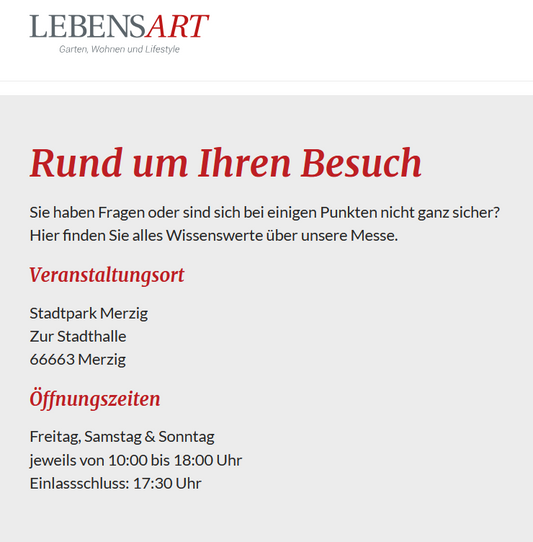 LebensArt - Gartenmesse in Merzig vom 26.06 bis 28.06